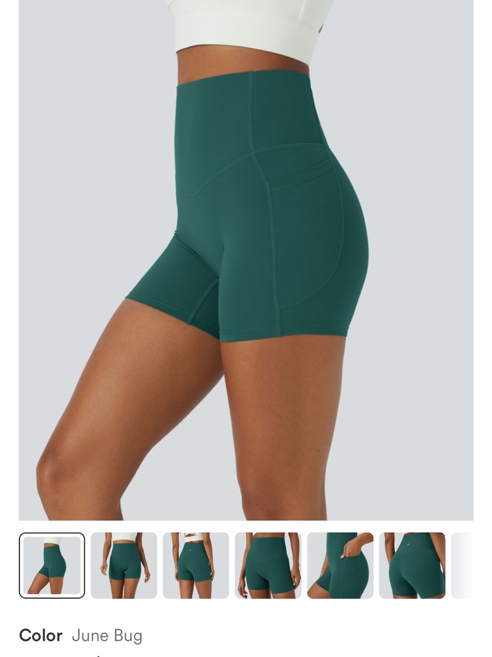 HALARA High-Waist Bike Shorts in June Bug Green